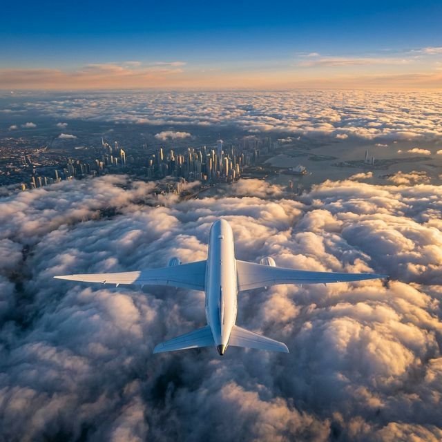 Bulutların üzerinde uçan uçak